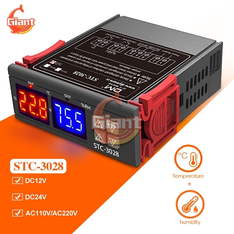 STC-3028-controlador de humedad y temperatura, termostato, termómetro, higrómetro, para el hogar y al aire libre, 12V, 24V, 110V, 220V ► Foto 1/6