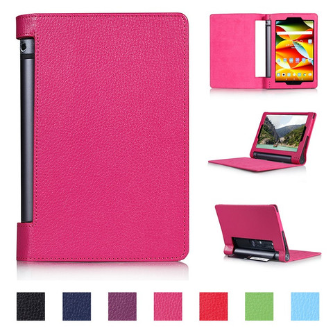 Funda de cuero PU con soporte abatible para Lenovo Yoga Tab 3 8,0 850F YT3-850M, vidrio templado para Yoga Tab 3 YT3-850F 850M 850L ► Foto 1/6