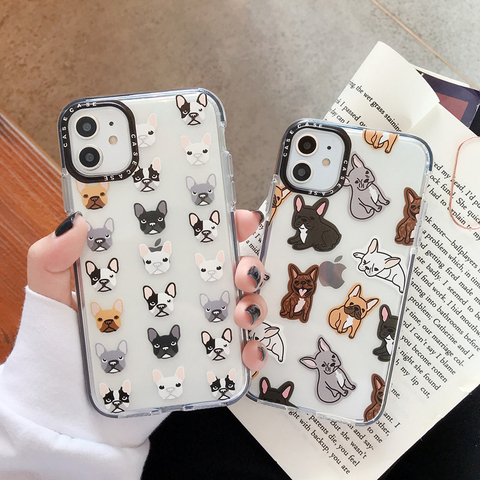 Funda de teléfono con diseño de Bulldog Francés para iPhone 7, 8 Plus, X, XS, SE, 2022, 12, 11 PRO, Max, funda de TPU suave, marco negro para lente ► Foto 1/6