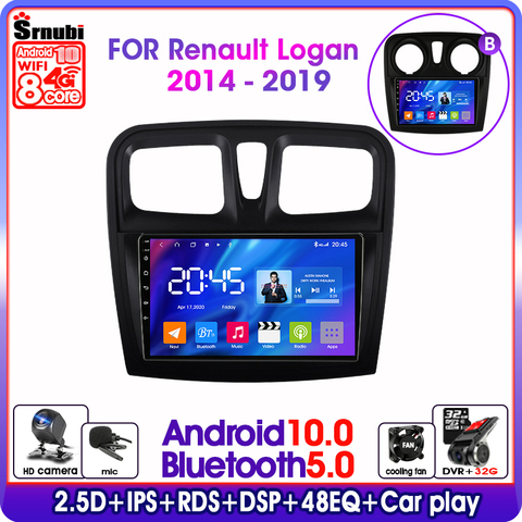 T6 Android 9 Radio de coche reproductor multimedia para Renault Logan 2 Sandero2 2012-2022 IPS 2.5D navegación GPS 4G red RDS pantalla ► Foto 1/6