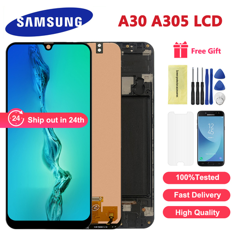 Pantalla de 6.4 pulgadas para teléfono Samsung, montaje de digitalizador con pantalla táctil LCD para móvil Samsung Galaxy A30, A305, DS, A305F, A305FD, A305A ► Foto 1/6