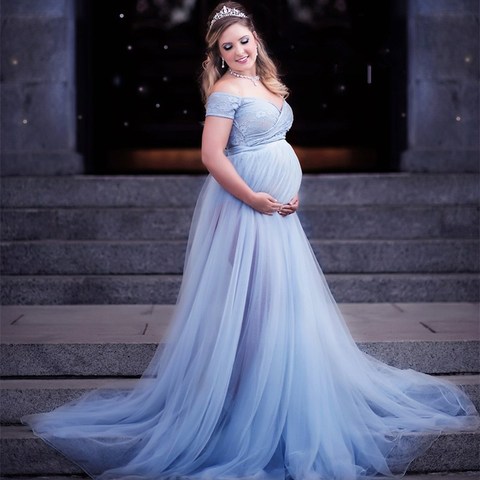 Vestido largo de tul para sesión de fotos del embarazo, ropa de maternidad para fotografía de Baby Shower, 2022 ► Foto 1/5