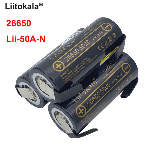 2022 de alta capacidad LiitoKala 3,7 V 26650 li-ion 5000mah batería recargable Lii-50A-N 26650 batería para + linterna + de níquel de DIY ► Foto 1/5