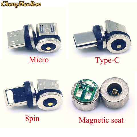 ChengHaoRan-Adaptador de Cable de asiento magnético, Micro USB tipo C, puntas magnéticas a prueba de polvo, Conector de cargador magnético para Iphone, 1 unidad ► Foto 1/1