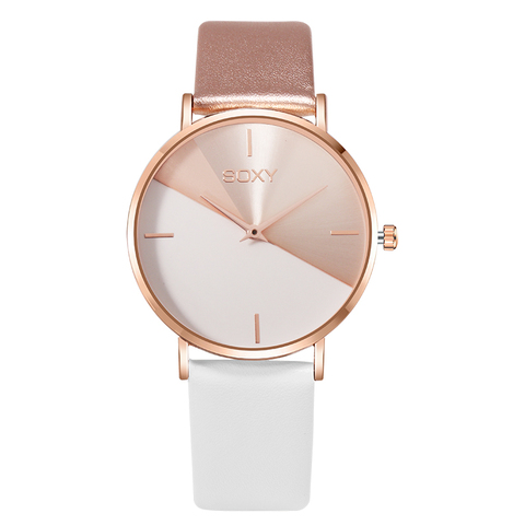 Reloj de marca de primera calidad para mujer, reloj femenino rosa dorado de cuero, reloj de marca de lujo, relojes para mujer, reloj sencillo a la moda para mujer ► Foto 1/6