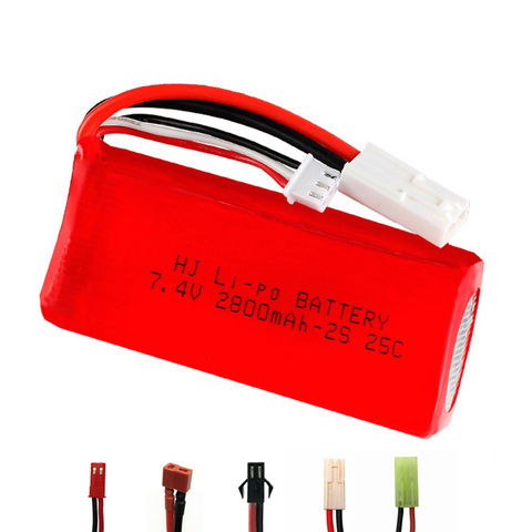 Batería Lipo de 7,4 V, 2S, 2800mAh, con enchufe SM/JST/EL-2P/T, para Feilun FT009 RC, juguetes, piezas de repuesto para barco, batería lipo de alta capacidad de 7,4 V ► Foto 1/6