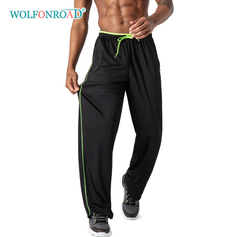 WOLFONROAD-Pantalones deportivos de tela de malla transpirable para hombre, pantalones de chándal para gimnasio, Fitness, Yoga, correr, informales ► Foto 1/6