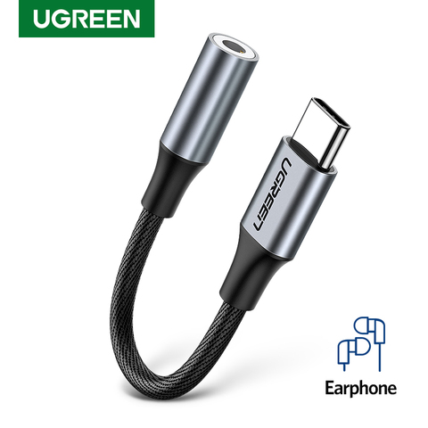 UGREEN tipo c a USB 3,5 jack C a 3,5mm adaptador de auriculares Adaptador de Audio AUX de 3,5 MM Jack Convertidor para HUAWEI P40 XIAOMI OnePlus 8 PRO ► Foto 1/6