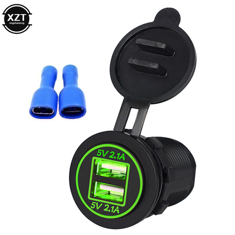 Cargador de coche para motocicleta, adaptador de doble toma de carga tipo USB de 5V, 4.2A, salida de alimentación para LED de 12V y 24V ► Foto 1/6