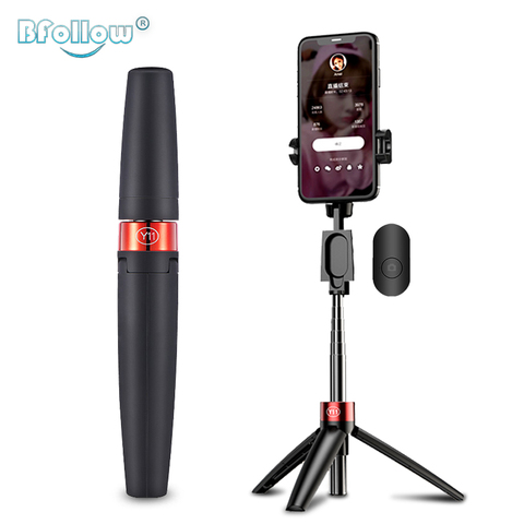 BFOLLOW-trípode 3 en 1 para Selfie Stick, soporte para teléfono móvil con Bluetooth, para Xiaomi, iPhone, grabación en Facetime, vídeo, Youtube, Vlog ► Foto 1/6
