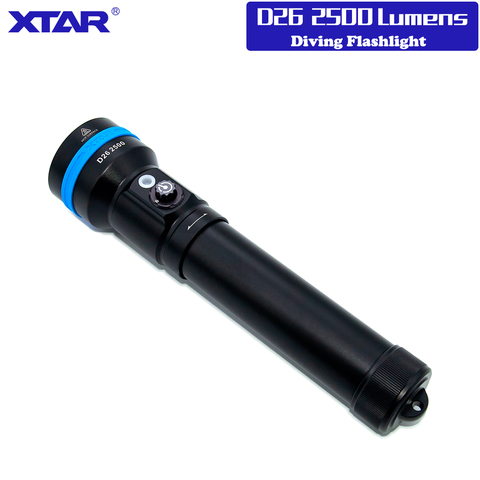 XTAR-linterna de buceo D26 2500, luz LED Cree XHP50.2, haz de 2500 lúmenes, distancia de 320 metros, interruptor magnético, antorcha de 100 metros de profundidad ► Foto 1/3