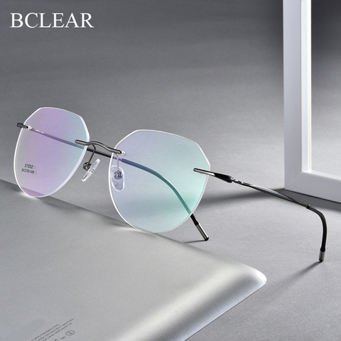 BCLEAR de aleación de montura, diseñador de moda gafas marcos de las mujeres de los hombres gafas ligero Retro montura óptica para gafas очки 2022 ► Foto 1/5