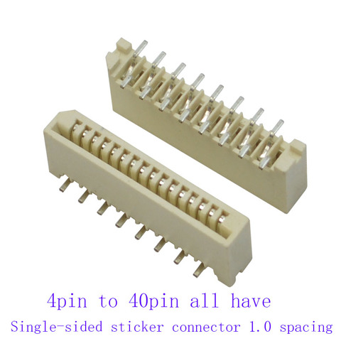 Conector plano de cinta de inmersión recta, 50 Uds., FPC FFC 1mm, 1,0mm, paso 4, 5, 6, 7, 8, 11, 12, 13, 14, 15, 16, 17, 22, 31, 32 Pines, contactos duales ► Foto 1/2