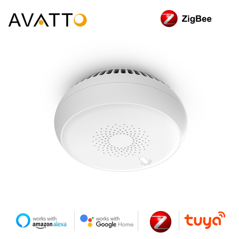 AVATTO-Detector de humo Tuya Zigbee, Sensor de alarma de fuego inteligente, sistema de seguridad para el hogar, bomberos, funciona con la aplicación Smart Life, Hub de enlace ► Foto 1/6