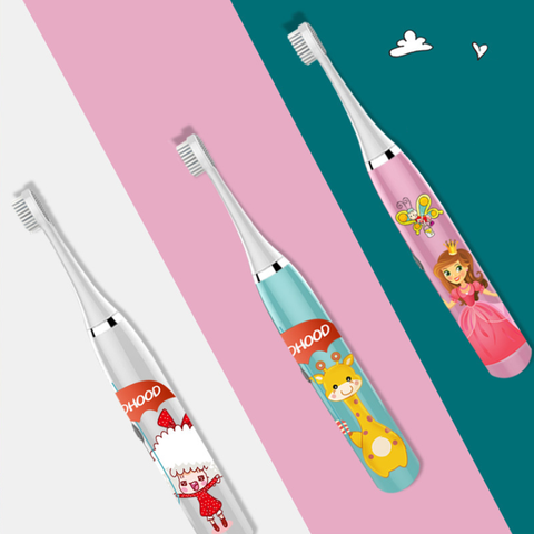 Cepillo de dientes eléctrico para niños, vibrador sónico resistente al agua, con batería de dibujos animados, de 3 a 12 años ► Foto 1/6