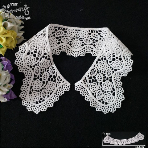 Aplique bordado de tela de encaje para cuello, accesorios de ropa de costura DIY, color blanco, YT1496 ► Foto 1/3