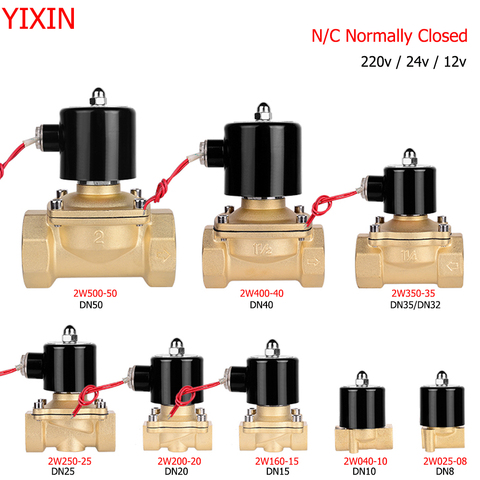 Válvula Solenoide normalmente cerrada de 220VAC 12VDC 24VDC bobina de cobre para agua, aceite, aire, G1/4 