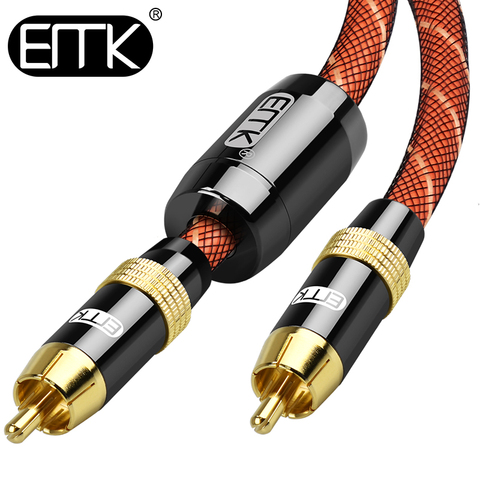 EMK de Audio RCA Coaxial Cable RCA a RCA macho a macho cable de altavoz de graves 1m 3m 5m DVD altavoz amplificador OD8.0 de Nylon trenzado de Cable ► Foto 1/6