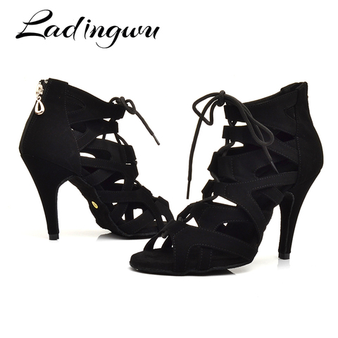 Ladingwu Zapatos De Baile profesional dama Zapatos De Baile Salsa Zapatos De Baile latino para mujer marrón negro Baile Coots ► Foto 1/6