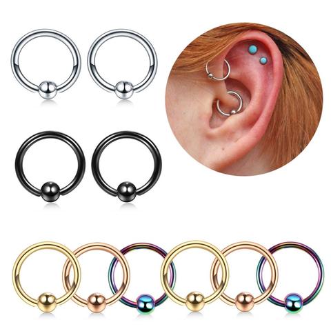 1PC de acero inoxidable abalorio prisionero anillos oreja aros para la nariz Torre cartílago Tragus perforaciones anillo de la joyería del cuerpo pendientes de septo 16G ► Foto 1/6