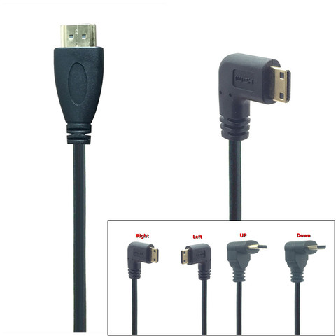 Minihdmi de ángulo de 90 grados de 0,5 M, compatible con HDTV macho, conector de Cable M/M V1.4 para Monitor LCD de cámara de vídeo DSLR ► Foto 1/6