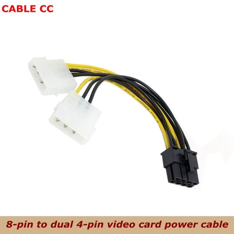 Cable de alimentación de 8 pines a 4 pines para tarjeta de vídeo, 8 pines a Dual, PCI Express a Dual, tarjeta gráfica Molex, Cable de alimentación de 18cm ► Foto 1/4