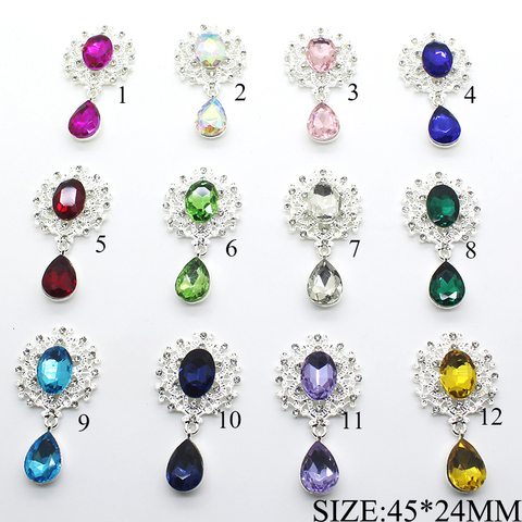 10 unids/lote 45*24MM de aleación de Metal Snap Rhinestone del Flatback botones de ropa de la boda accesorios de costura Diy decorativo ► Foto 1/4