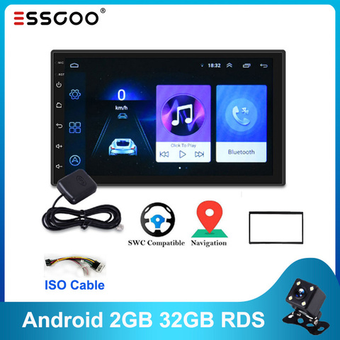 Essgoo-Radio Universal con Gps para coche, Radio con reproductor multimedia, Android, RDS, 2GB + 32GB, 1GB + 16GB, Wifi, 2Din ► Foto 1/6