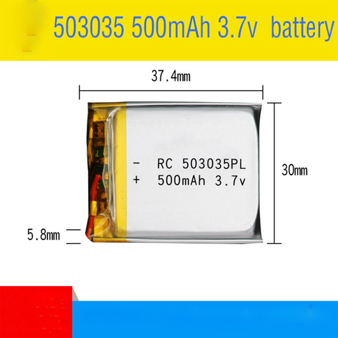 Baterías recargables lipo para dvd y navegación GPS, Baterías de polímero de litio de 503035 v, 3,7 V, 500mah, 3 y 7v, 1 Uds. ► Foto 1/4