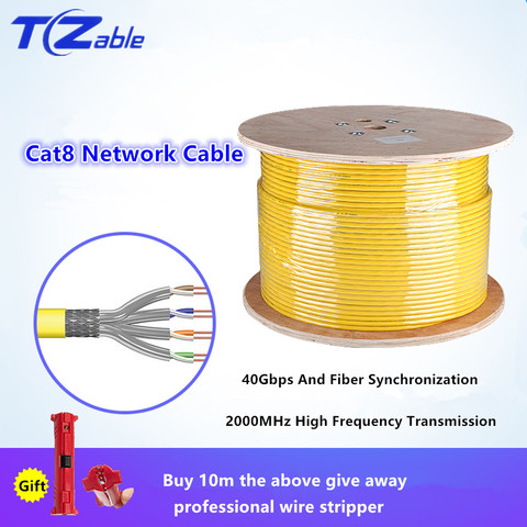 Cable de red Ethernet Cat8 40Gbps 2000MHz Cable de conexión de doble blindaje RJ45 sincronización de fibra Cable de transmisión de Internet 10m ► Foto 1/6