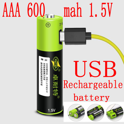 ZNTER-batería de iones de litio de alta capacidad, 1,5 V, 600mAh, 900mwh, recargable por USB, AAA, Lipo, nuevo producto ► Foto 1/5