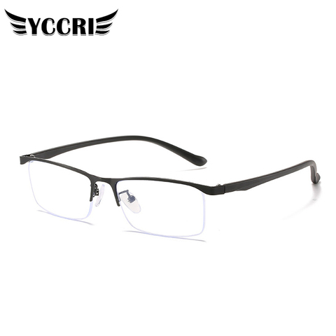 YCCRI 0 A-6,0 de medio marco miopía gafas para las mujeres y los hombres resina de gafas de cerca de lente Anti-Luz Azul gafas de los hombres ► Foto 1/6