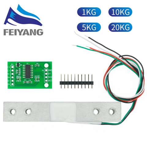 10 Uds célula de carga 1KG 5KG 10KG 20KG HX711 MÓDULO DE CA peso báscula electrónica con Sensor de aleación de aluminio de pesaje Sensor de presión ► Foto 1/6