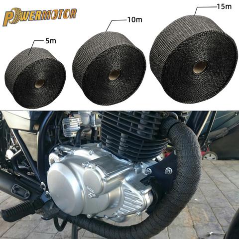 Cinta térmica de escape para motocicleta, cabezal de envoltura de calor múltiple, rollo de aislamiento resistente con bridas de acero inoxidable, 5cm x 5M/10M/15M ► Foto 1/6