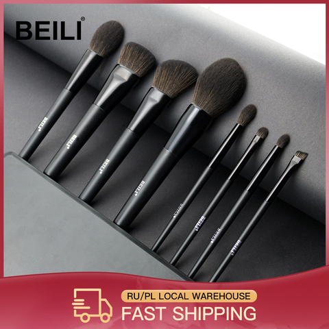 BEILI 8pcs cepillos de maquillaje sintéticos suaves para el cabello Sombra de ojos Mezcla profesional en polvo ceja Micro Fibra Cepillo cosmético conjunto 2022 ► Foto 1/6