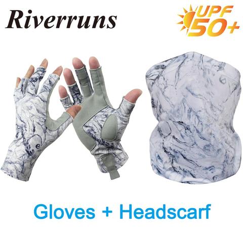 Riverruns UPF50 +-guantes de pesca sin dedos, protección solar, pañuelo para la cabeza para hombre y mujer, pesca, canoa, kayak, senderismo ► Foto 1/5