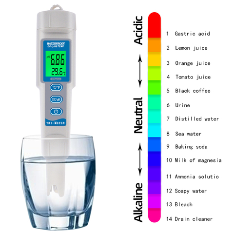 A prueba de agua Digital 3 en 1 PH CE de 0,01 metros con compensación de temperatura automática para acuario 30% ► Foto 1/6