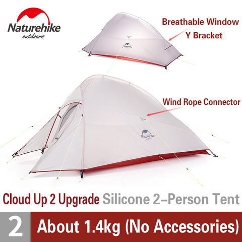 Naturehike actualizado Cloud Up 2 tienda de campaña 2 personas 20D / 210T tienda de viaje ultraligera doble capa impermeable equipo al aire libre ► Foto 1/6