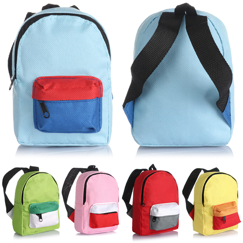 Mini bolso escolar para muñecas de 18 pulgadas/43cm, variedad de colores, accesorios para casas de juegos, mochila de muñecos con cremallera ► Foto 1/6