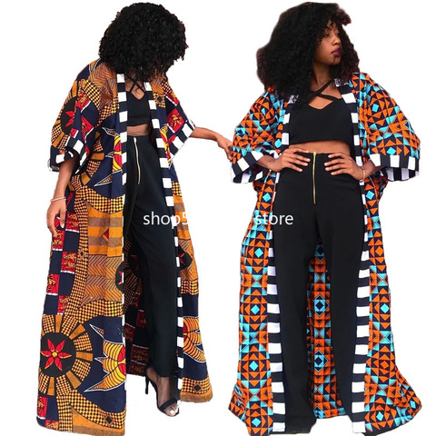 Abrigo largo estampado de estilo africano para mujer, moda de otoño, Ropa de talla grande, ropa africana, americana, 2022 ► Foto 1/6