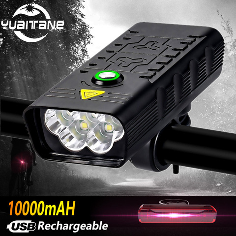 10000MAH 5LED bicicleta luz Usb recargable T6 9000lm bicicleta linterna de luz ciclismo de montaña al aire libre bicicleta accesorios como banco de la energía ► Foto 1/6