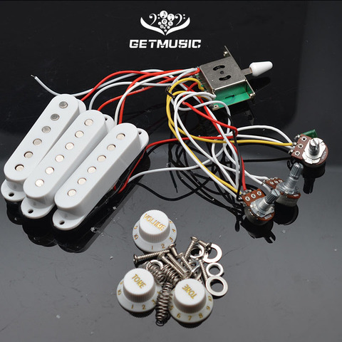 Pastilla de guitarra eléctrica, arnés de cableado precableado con interruptor de 5 vías 2T1V SSS, pastilla para guitarra eléctrica ST, color blanco y negro ► Foto 1/6