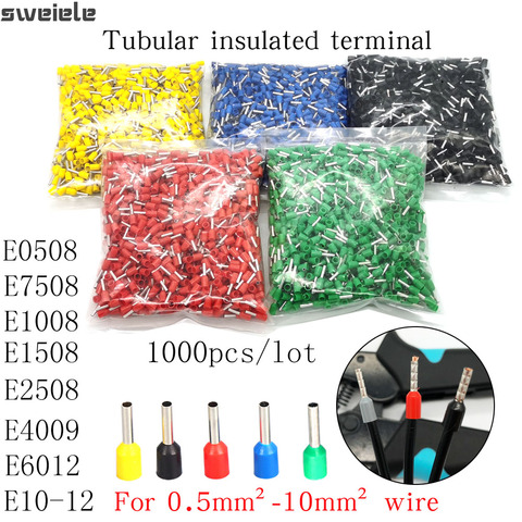 1000 Uds VE tubo insuflado Cable extremo terminales eléctricos crimpado conector de bloque de terminales cableado casquillos de Cable 22AWG ► Foto 1/6