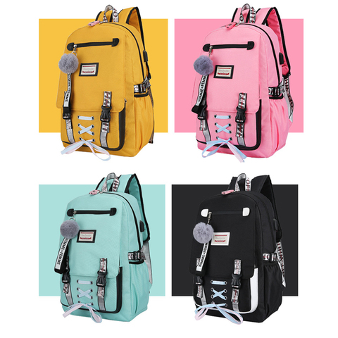 Bolsas escolares grandes para chicas adolescentes cinta USB mochila escolar bloqueo nylon 2022 gran bolsa de escuela secundaria para mujeres adolescentes mochila ► Foto 1/6