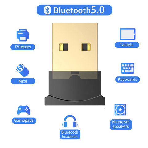 Adaptador USB Bluetooth 5,0, Dongle Bluetooth para ordenador, ratón, teclado, adaptador USB inalámbrico, receptor de música altavoz, transmisor ► Foto 1/6