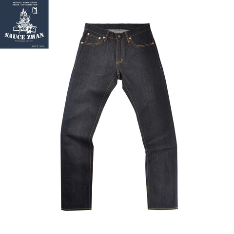 Saucezhan-pantalones vaqueros 314XX para hombre, vaqueros de orillo Selvedge, Vaqueros sin procesar, Vaqueros Indigo, pantalones vaqueros ceñidos para hombre ► Foto 1/5