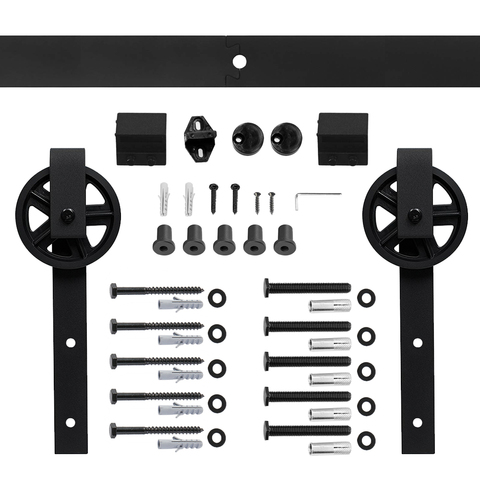 Antiguo de acero negro de Granero deslizante de Hardware de la puerta de madera Kit Set para armario de rodillos para puerta corredera Interior (no incluye pista) ► Foto 1/6