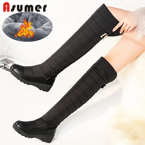 ASUMER talla grande 35-44 nuevas botas de nieve 2022 de moda para mujer mantener caliente botas de invierno punta redonda plataforma rodilla botas altas zapatos femeninos ► Foto 1/6