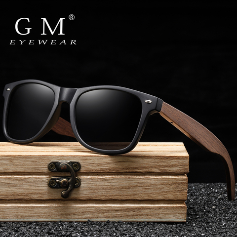 GM-gafas de sol de madera de nogal hechas a mano para hombre y mujer, gafas de espejo polarizadas, diseño Vintage, UV400 ► Foto 1/6