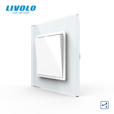 Livolo fabricante de la UE estándar blanco de lujo/negro de cristal de vidrio panel de botón 2 interruptor VL-C7K1S-11/12 ► Foto 1/5